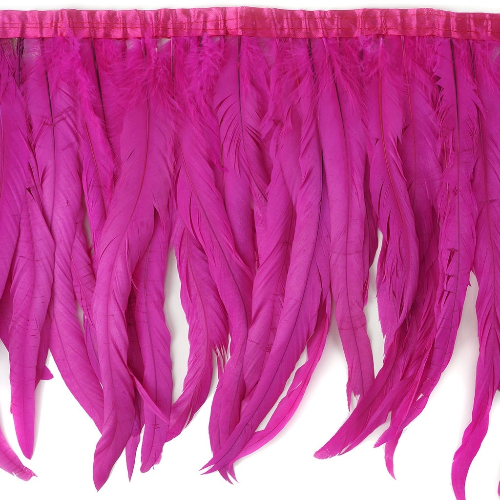 Bleach Dyed Coque Tail Fringe Shocking - 12-14" - Pink