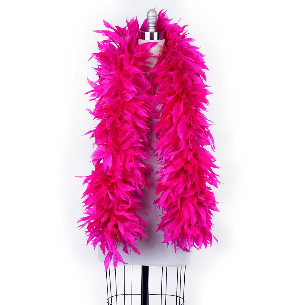 Goose Feather Boa - Stripped Nagoire  - Shocking Pink