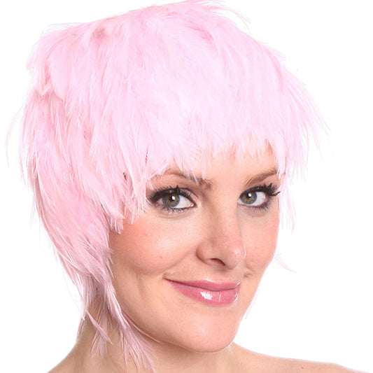 Hackle Feather Wig-Solid - Candy Pink