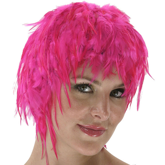 Hackle Feather Wig-Solid - Shocking Pink