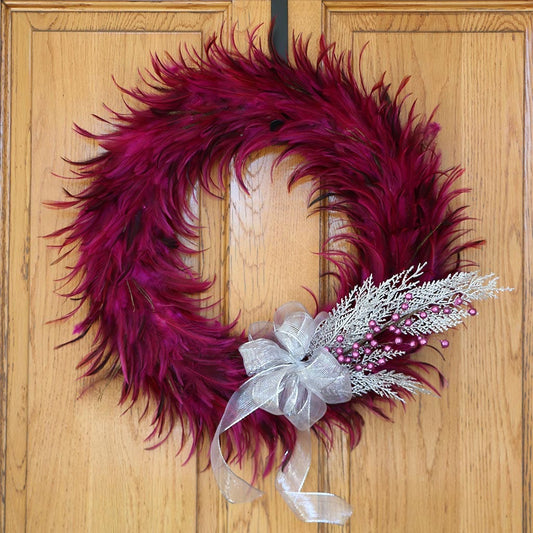 Hackle-Flue Feather Wreath - Shocking Pink