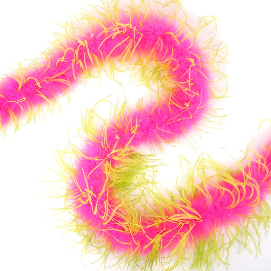 Marabou and Ostrich Feather Boa -  Pink Orient/Lime