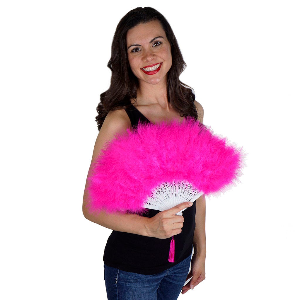Marabou Feather Fan - Shocking Pink