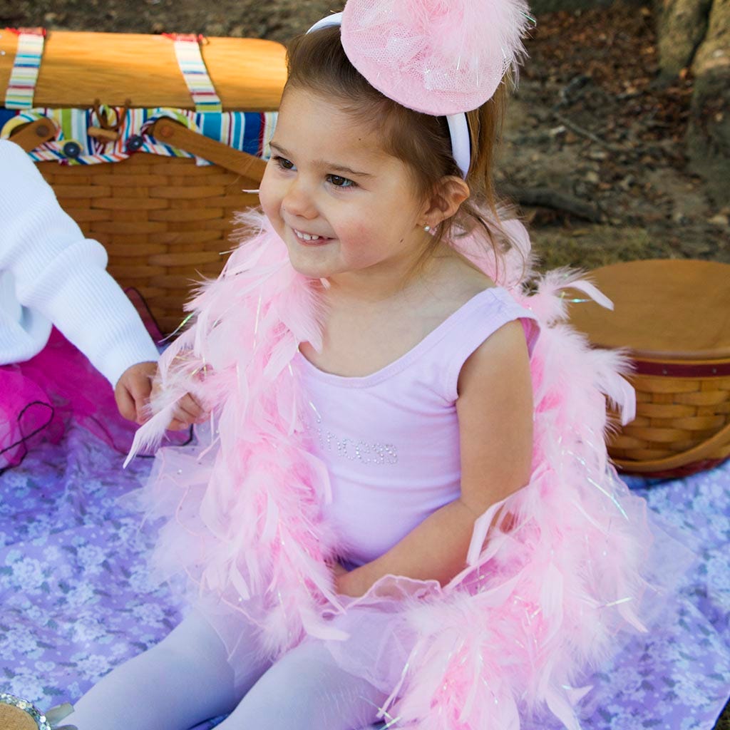 Dress Up Feather Boa for Little Girls - Candy Pink/Opal Lurex
