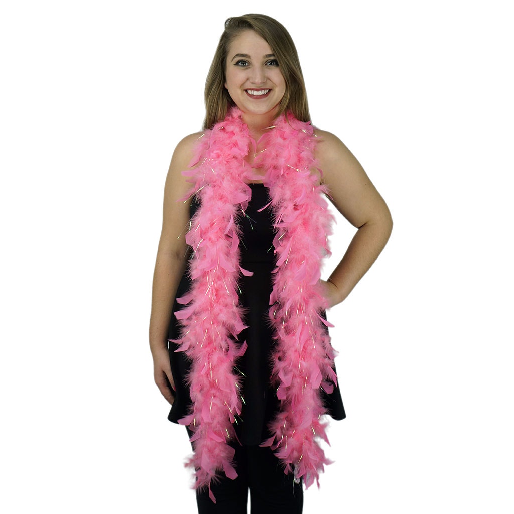 Chandelle Feather Boa - Lightweight - Coral with Opal Lurex