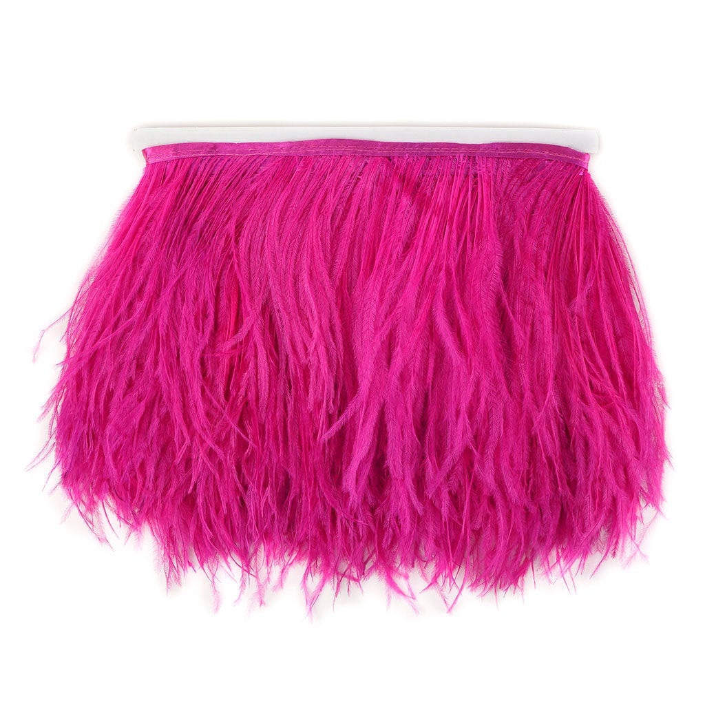 One-Ply Ostrich Feather Fringe - 5 Yards - Shocking Pink