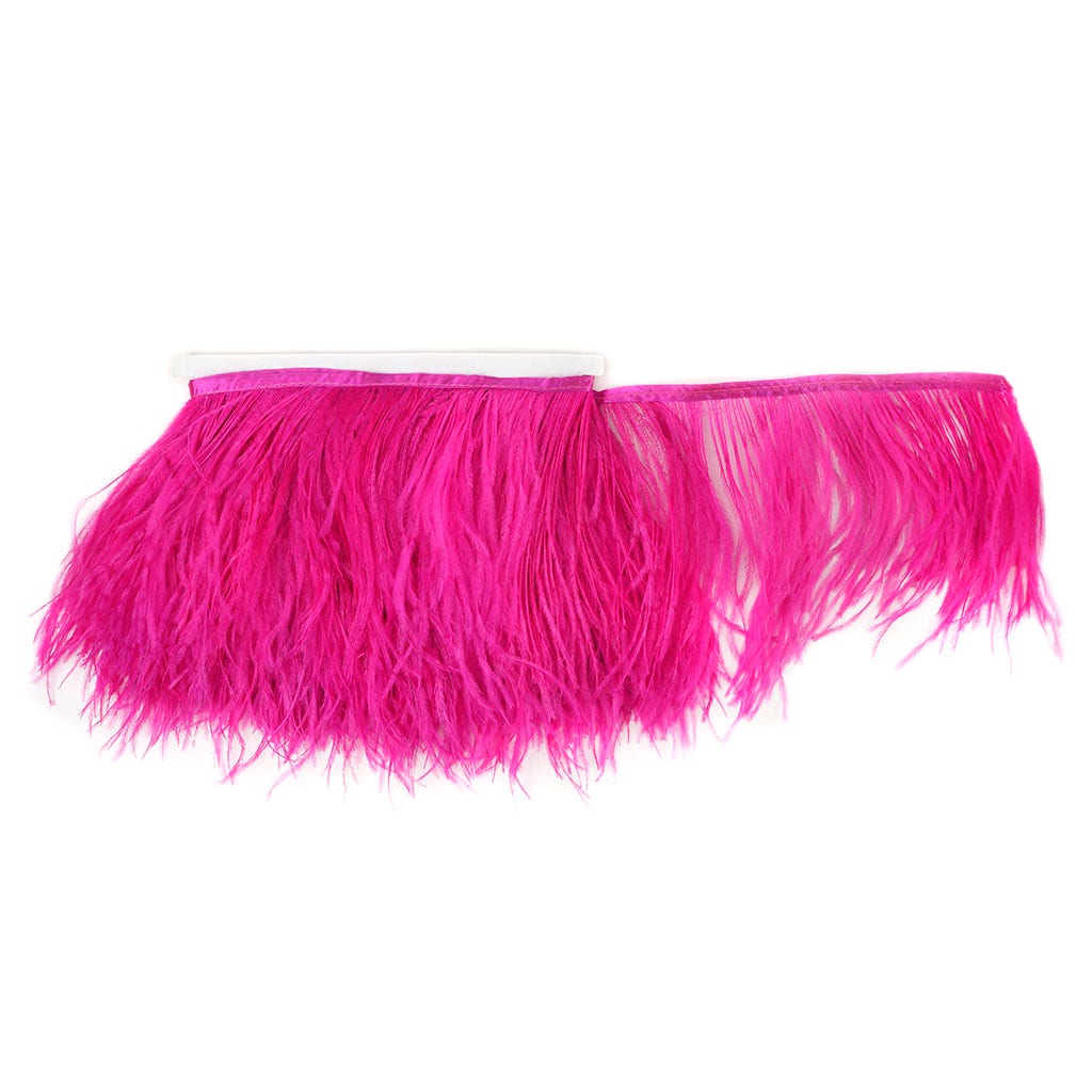 One-Ply Ostrich Feather Fringe - 5 Yards - Shocking Pink