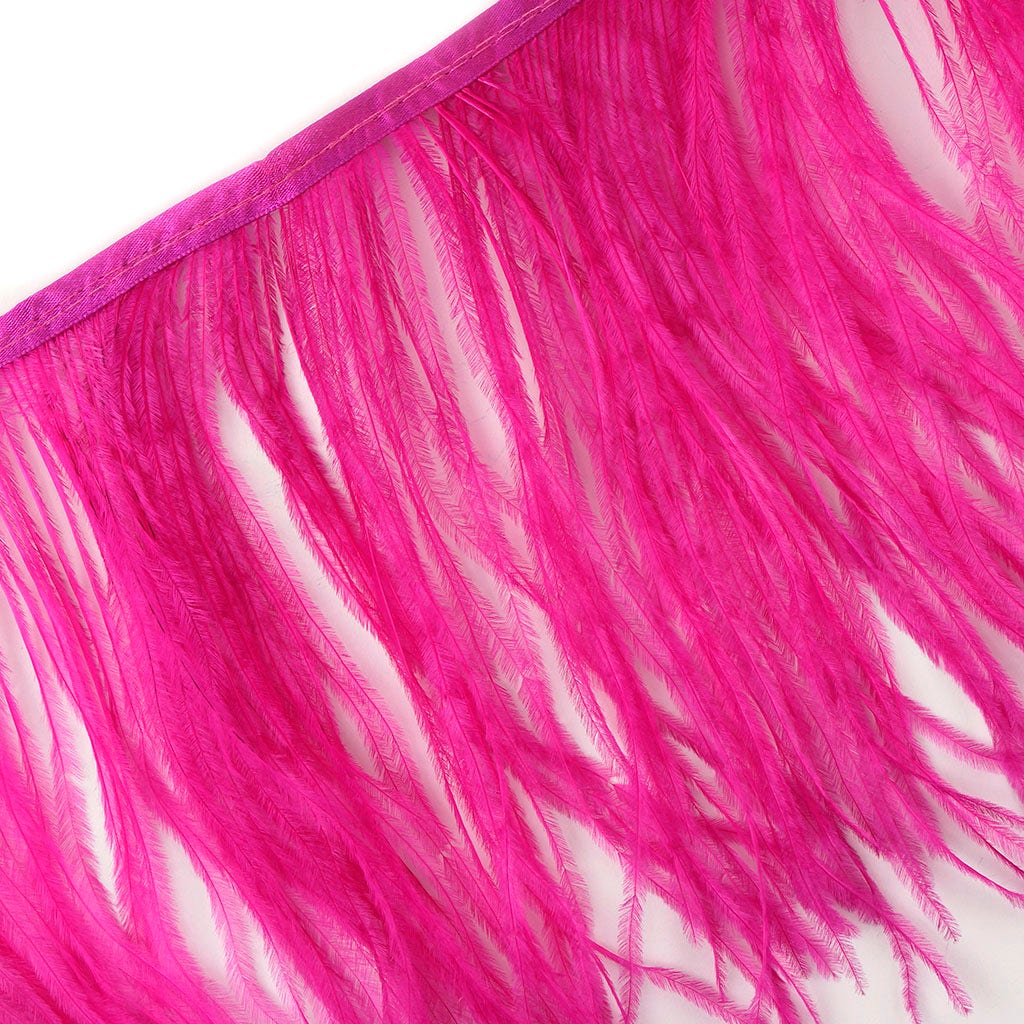 One-Ply Ostrich Feather Fringe - 5 Yards - Shocking Pink