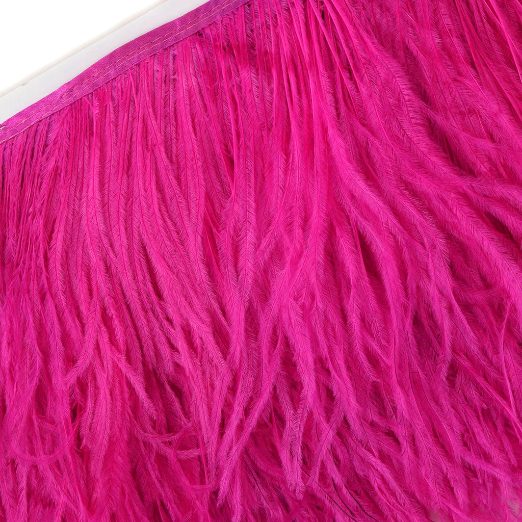 One-Ply Ostrich Feather Fringe - 5 Yards - Shocking Pink