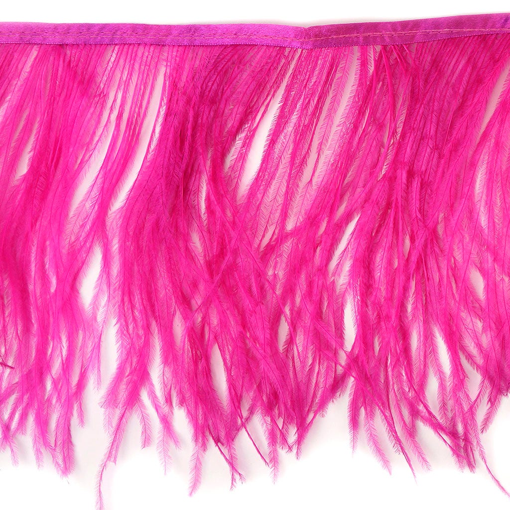 One-Ply Ostrich Feather Fringe - 5 Yards - Shocking Pink