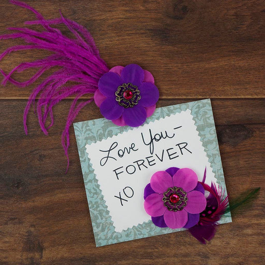 Flower Stickers w/Feathers 2 pcs -