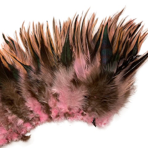 Rooster Feathers, 4-6” Candy Pink Rooster Badger Saddle Strung Craft Feathers