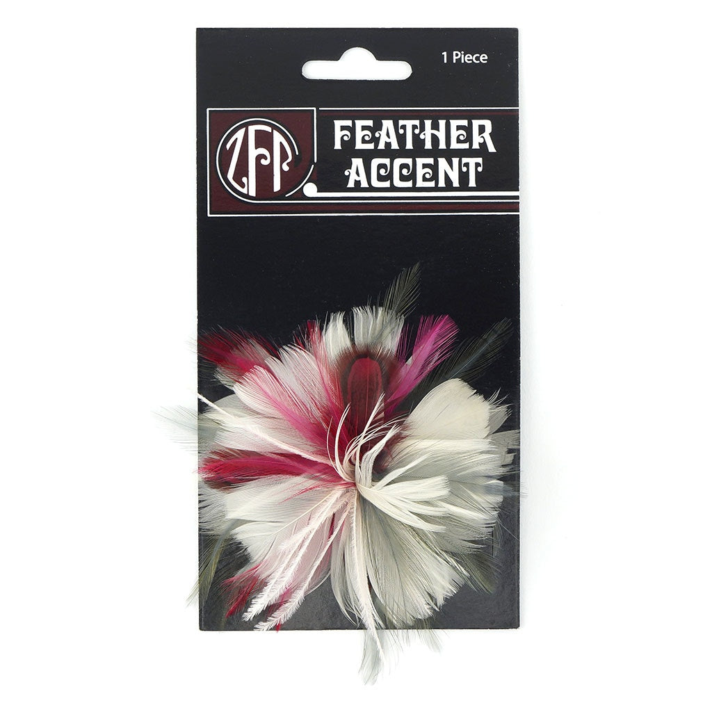 Feather Flower Corsage - Pink / Silver
