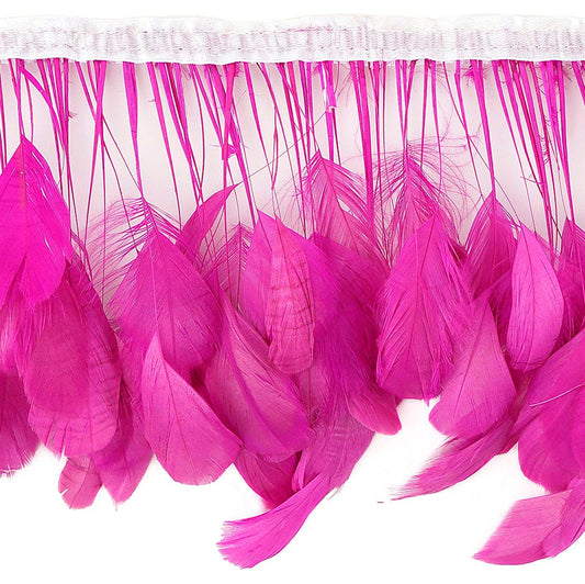 Stripped Bleached Coque Fringe - Shocking Pink