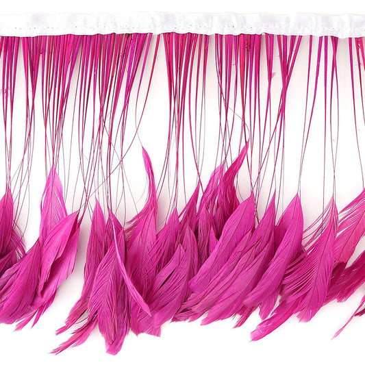 Stripped Bleached Coque Fringe - Shocking Pink