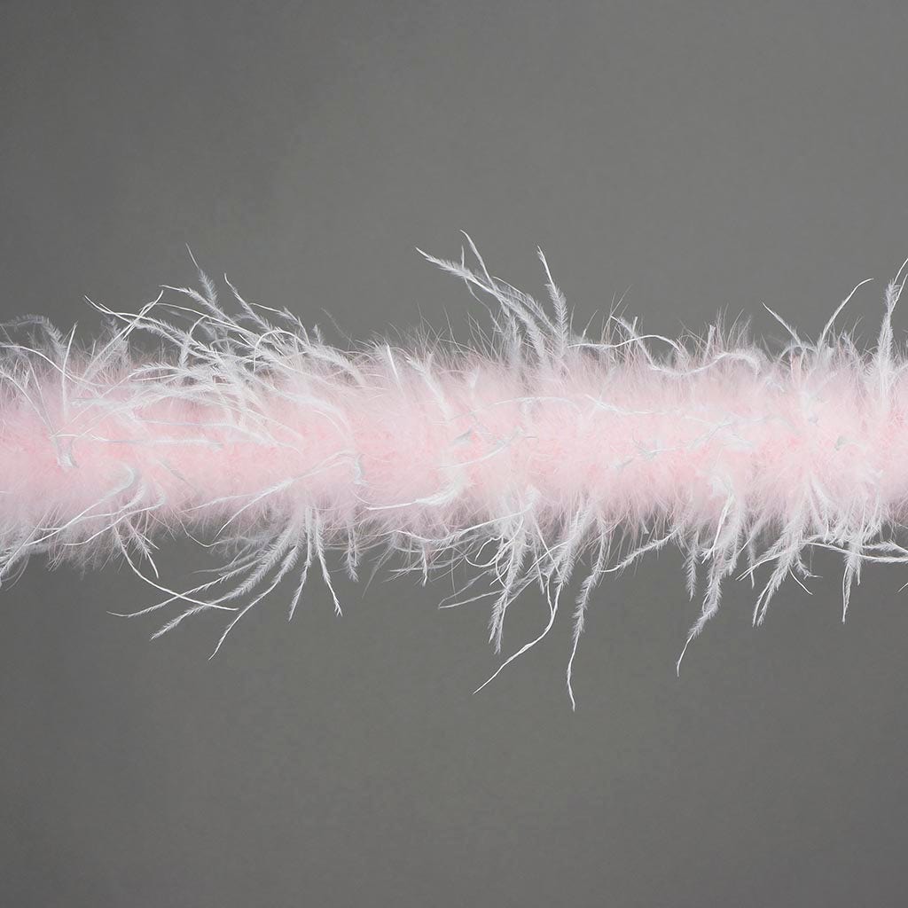 Marabou and Ostrich Feather Boa -  Light Pink/White