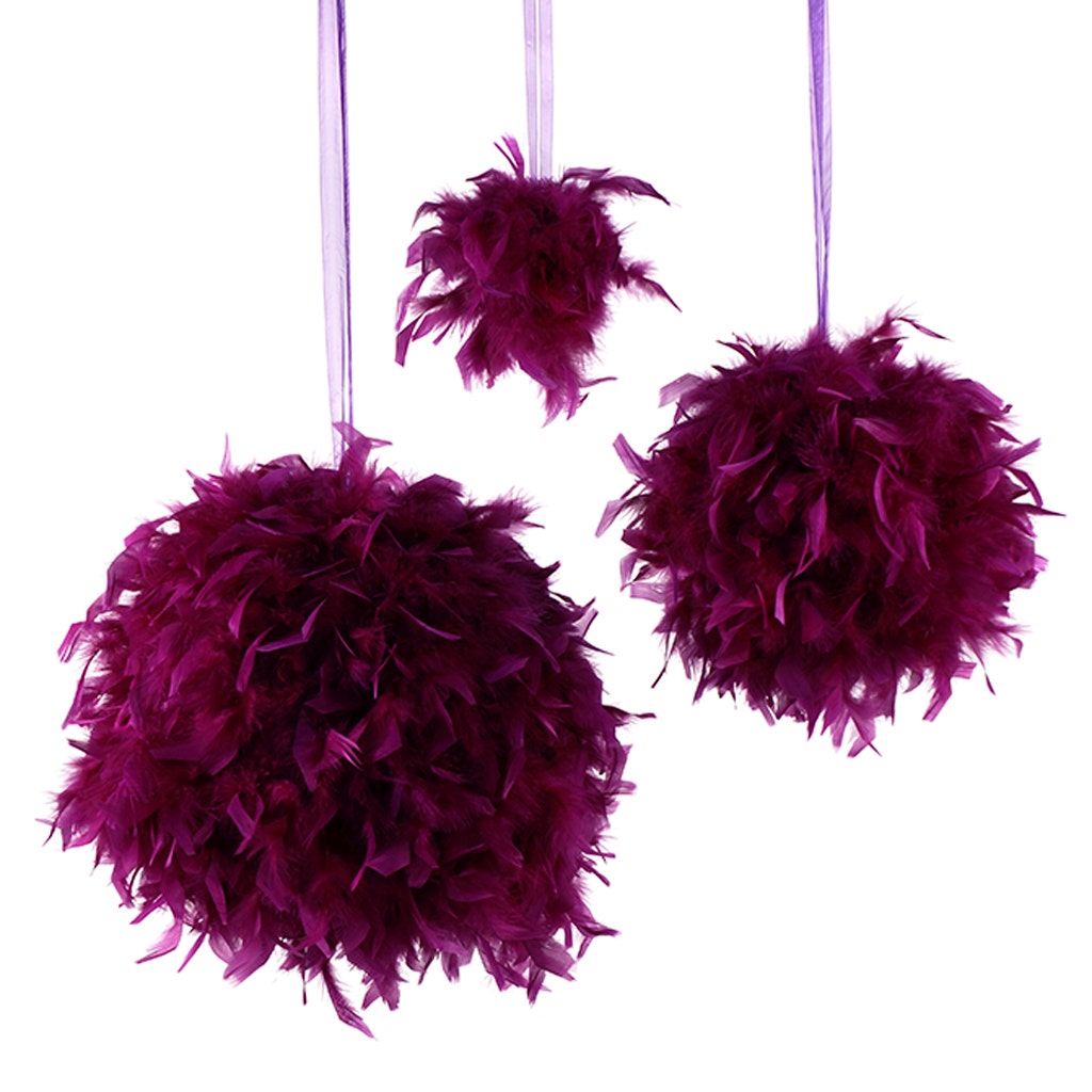 Chandelle Feather Pom Poms - Purple - 6"