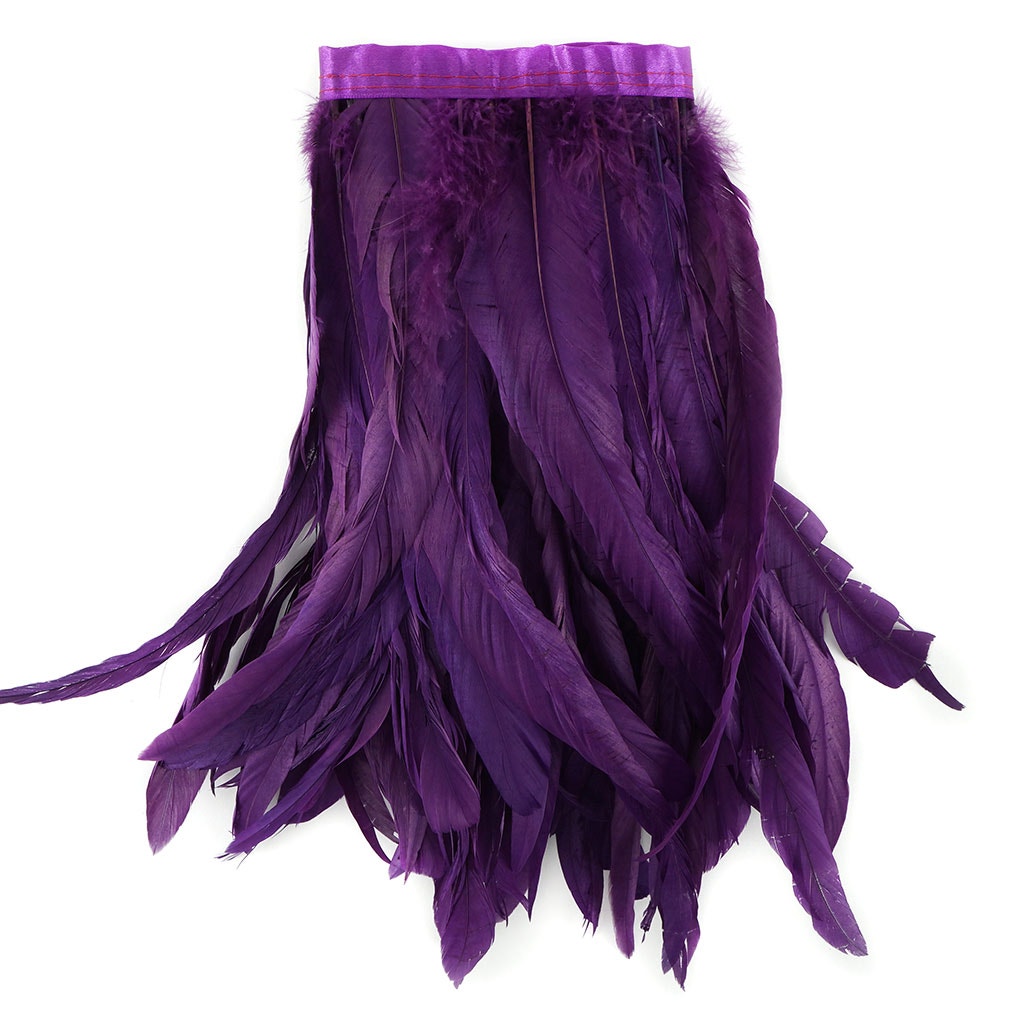 Bleach Dyed Coque Tail Feather Fringe - 10-12" - Purple