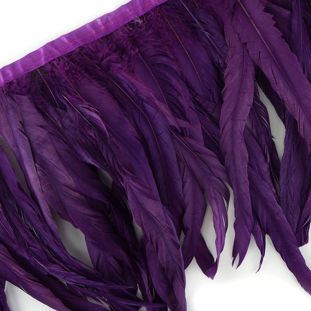 Bleach Dyed Coque Tail Feather Fringe - 10-12" - Purple