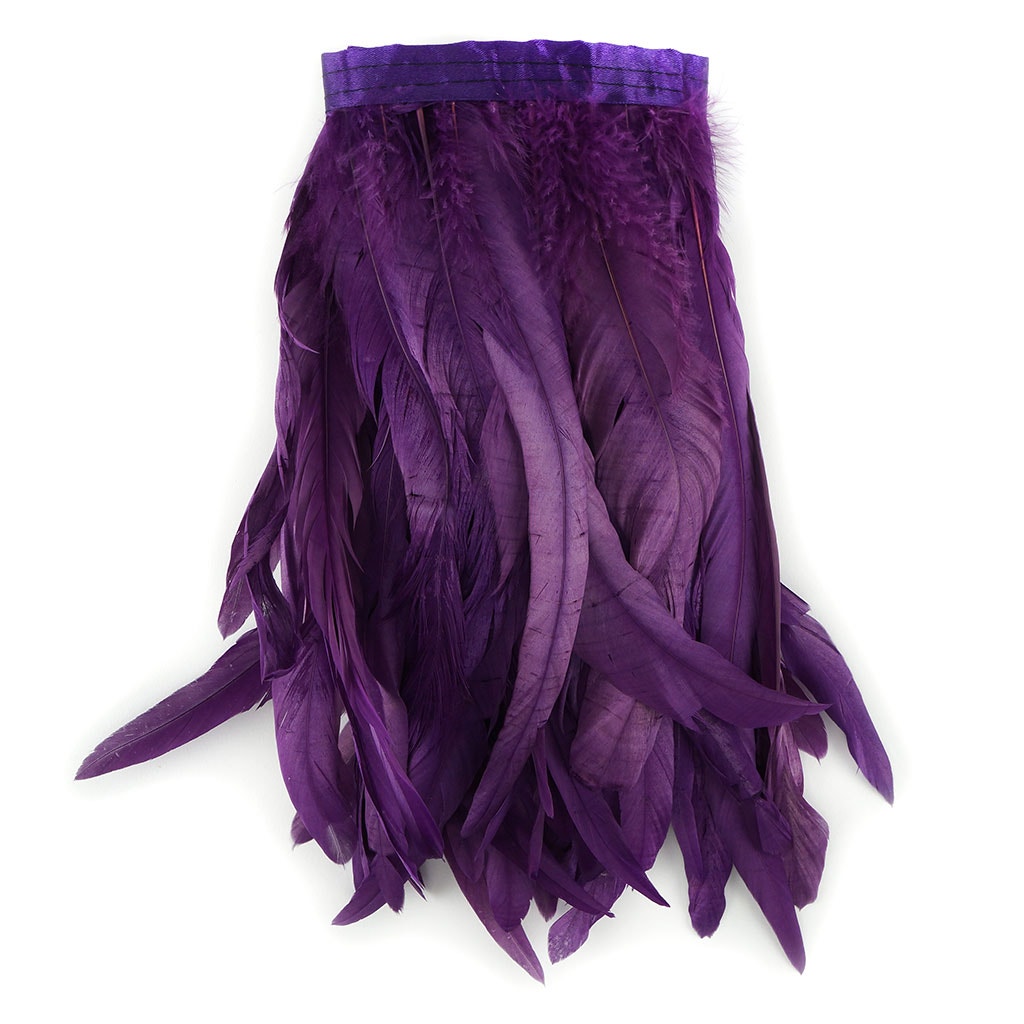Bleach Dyed Coque Tail Feather Fringe - 12-14" - Purple
