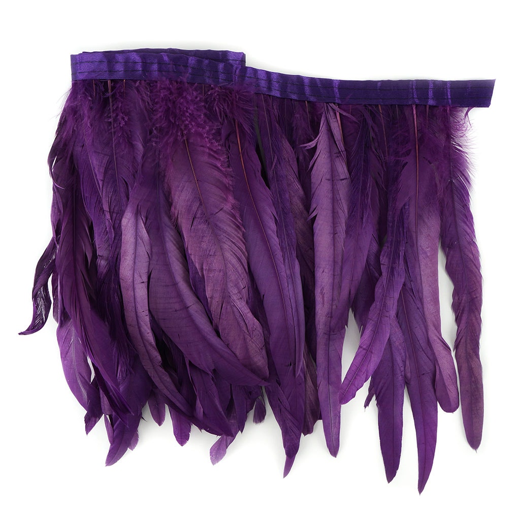 Bleach Dyed Coque Tail Feather Fringe - 12-14" - Purple