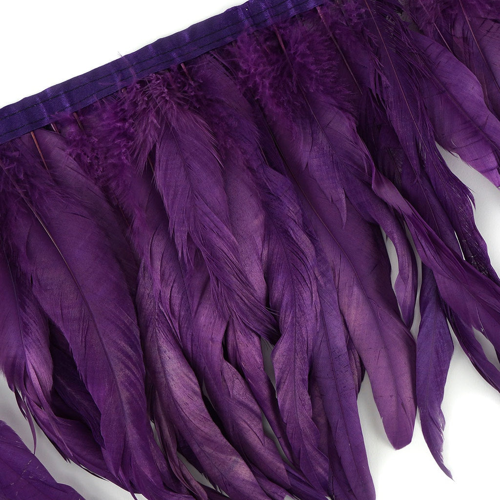 Bleach Dyed Coque Tail Feather Fringe - 12-14" - Purple