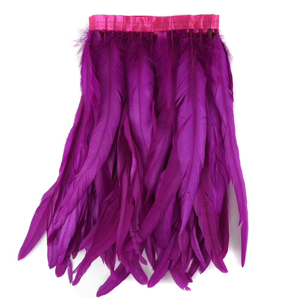 Bleach Dyed Coque Tail Fringe - 12-14" - Very Berry