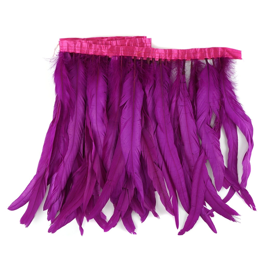 Bleach Dyed Coque Tail Fringe - 12-14" - Very Berry