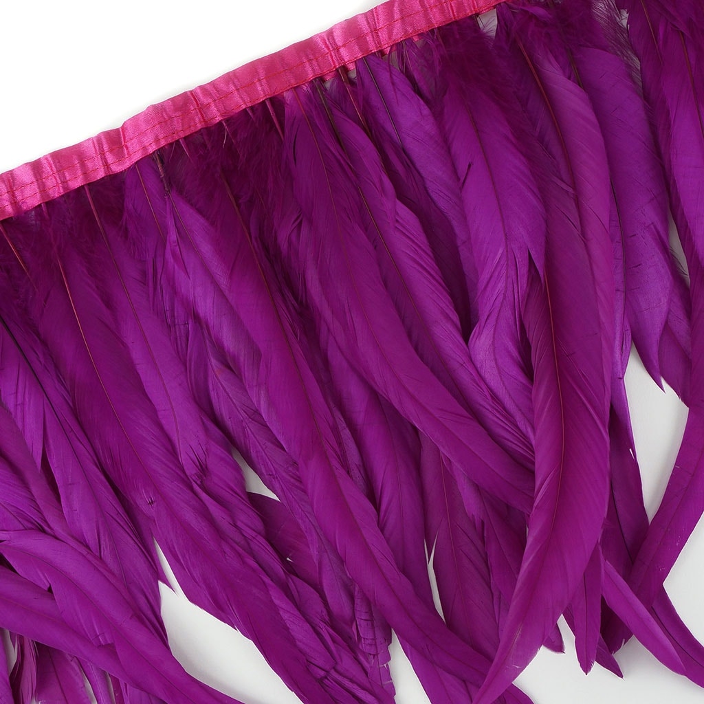 Bleach Dyed Coque Tail Fringe - 12-14" - Very Berry