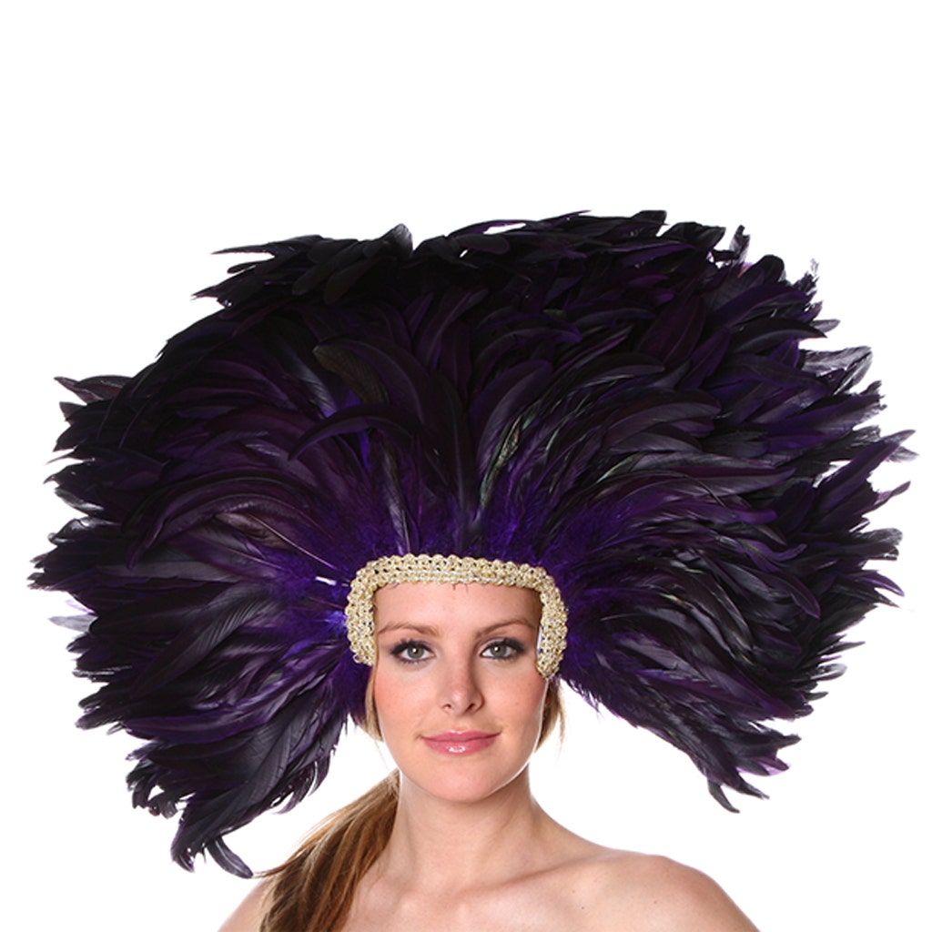 Feather Headdress Mask-Dyed - Regal