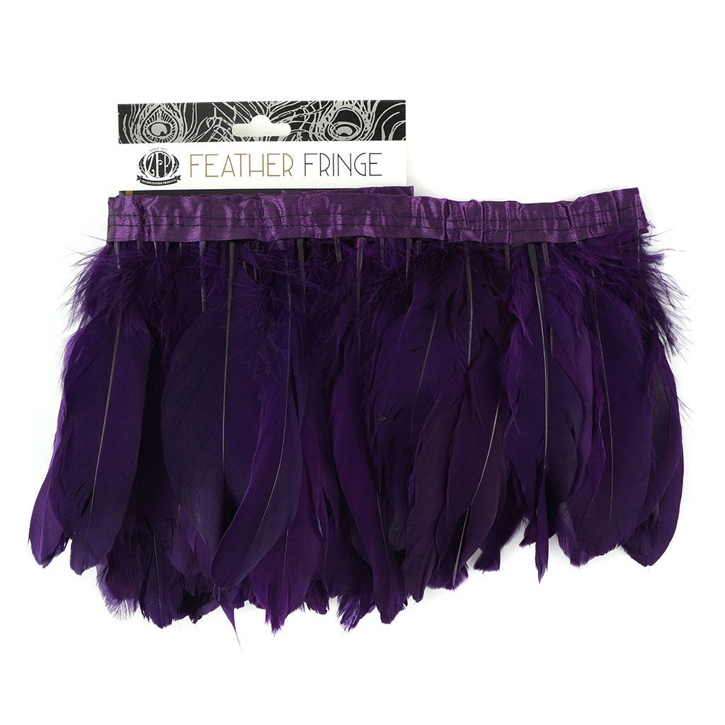 Parried Goose Pallet Feather Fringe - 6" - 1yd Purple