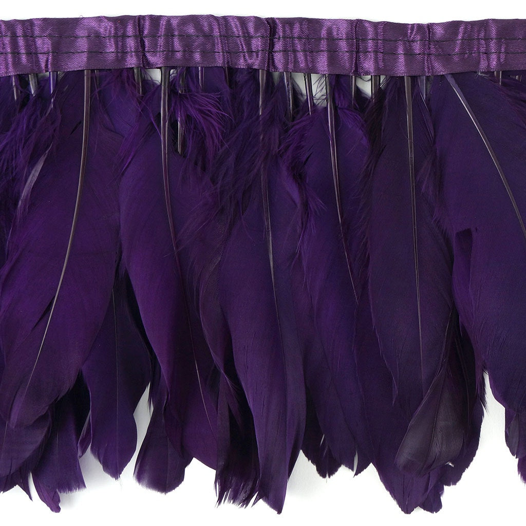 Parried Goose Pallet Feather Fringe - 6" - 1yd Purple