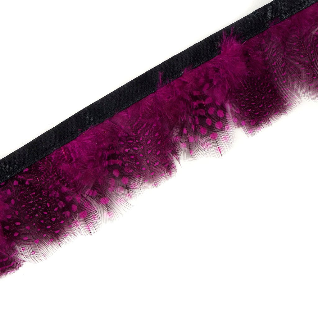 Guinea Plumage Feather Fringe - Very Berry