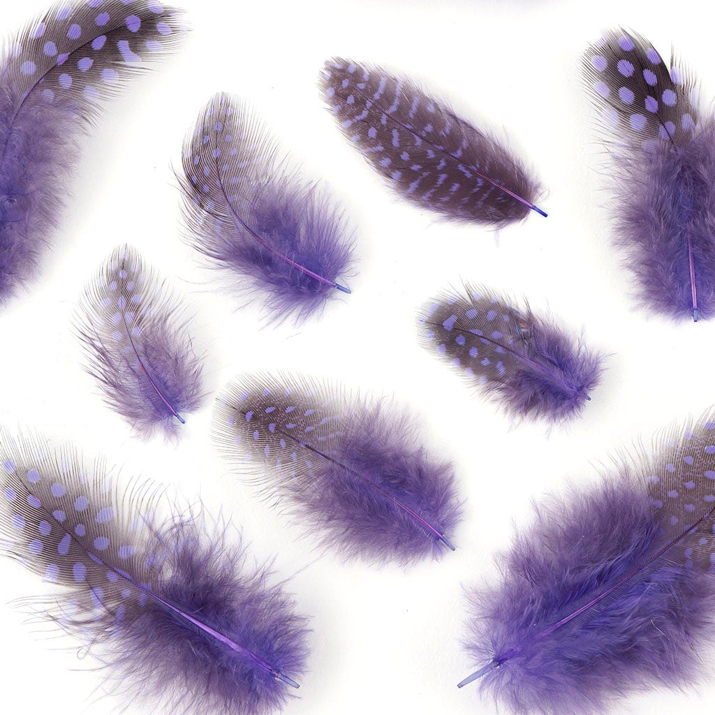 Loose Guinea Plumage Dyed - Lavender - 0.1 oz (approx. 50 pcs)
