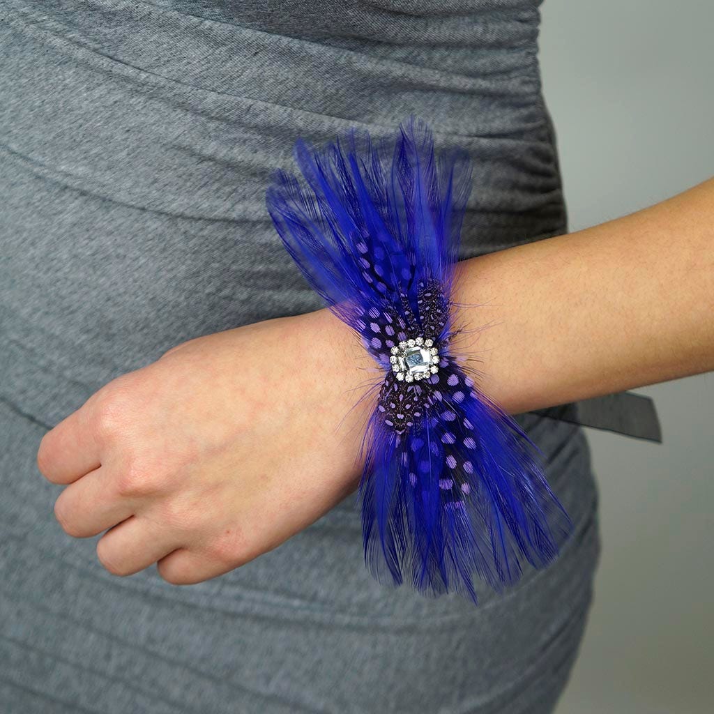 Feather Headband Embellishment w/Hackle/Guinea Lavender/Regal