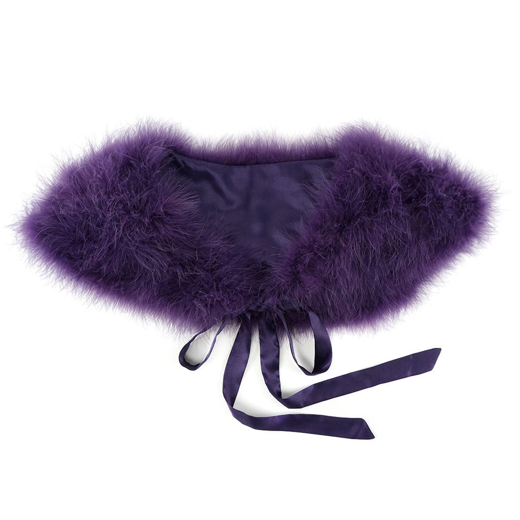 Marabou Feather Shawl w/Ribbon Ties Grape