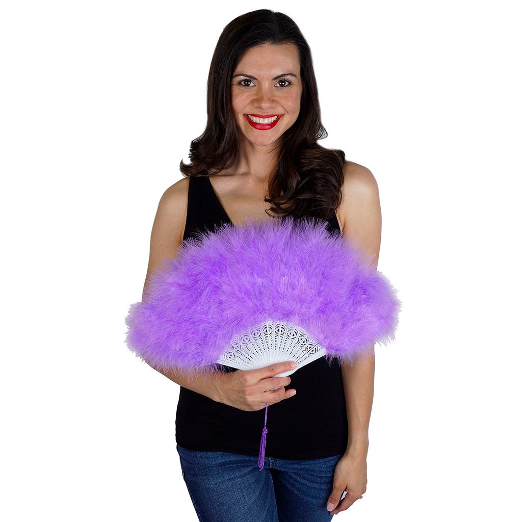 Marabou Feather Fan - Lavender