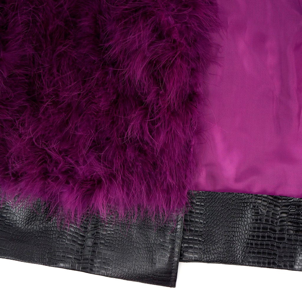 Marabou Jacket w/Pleather Trim Boysenberry