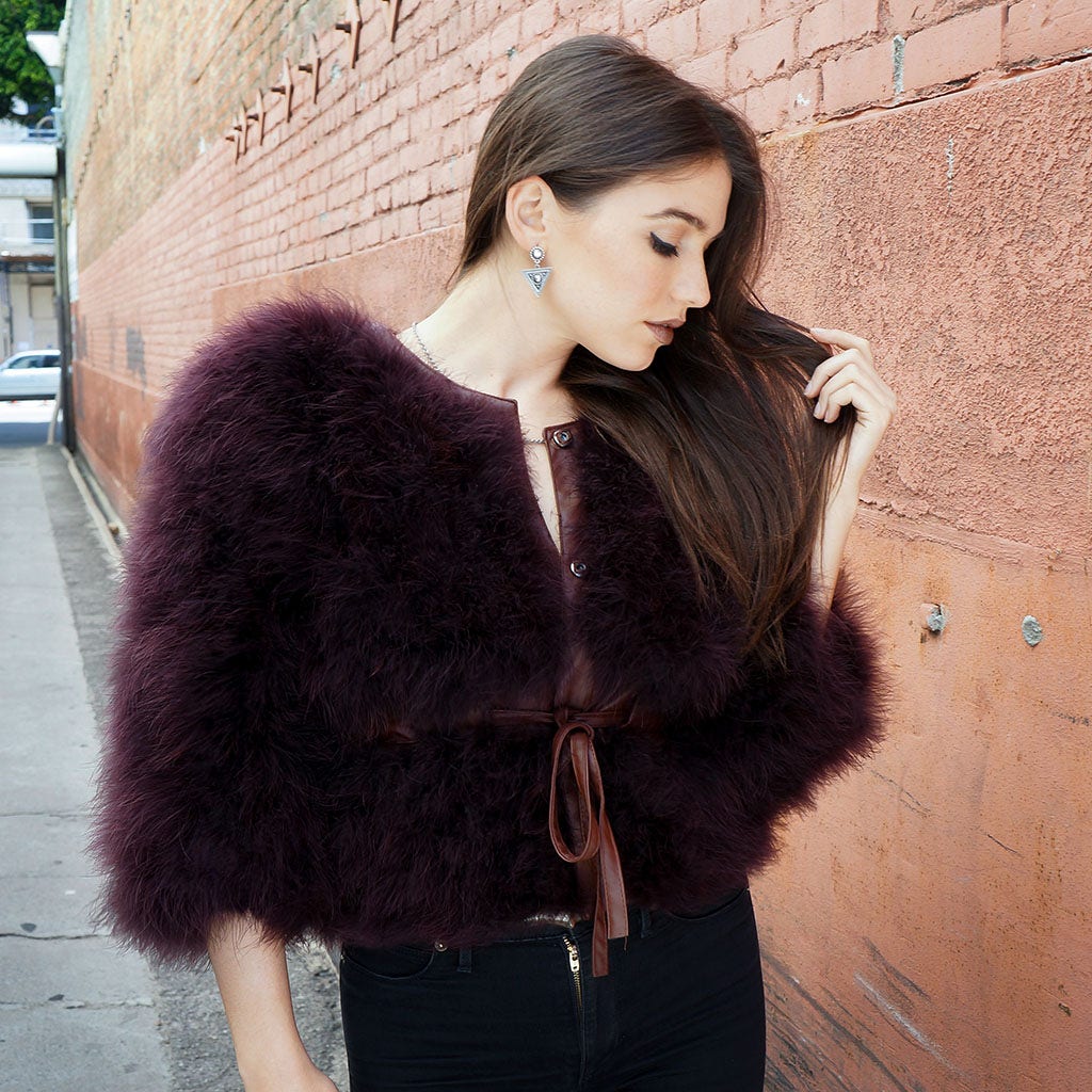 Marabou Jacket w/Cinch Belt Sassafras