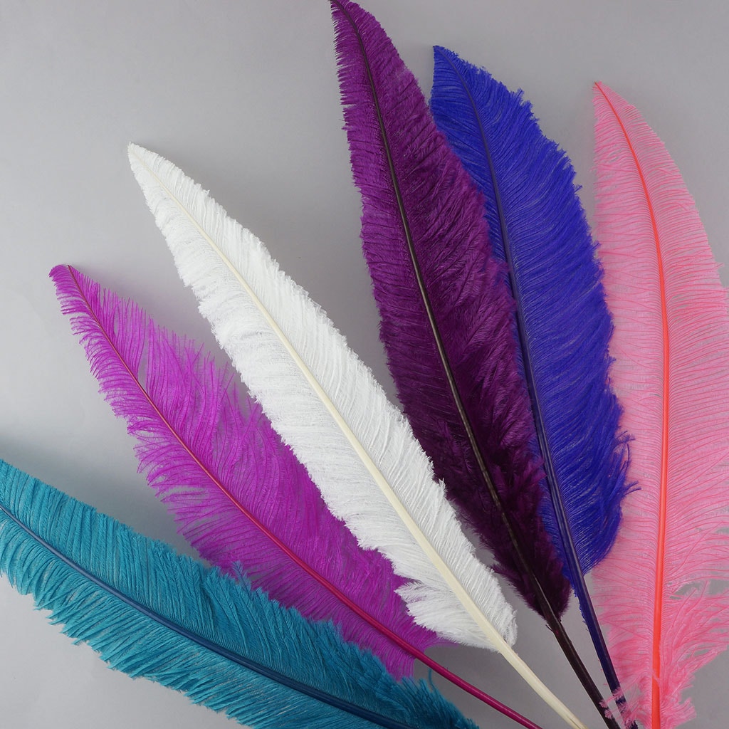 Ostrich Nandu Selected Feathers 12 PCS - Very Berry