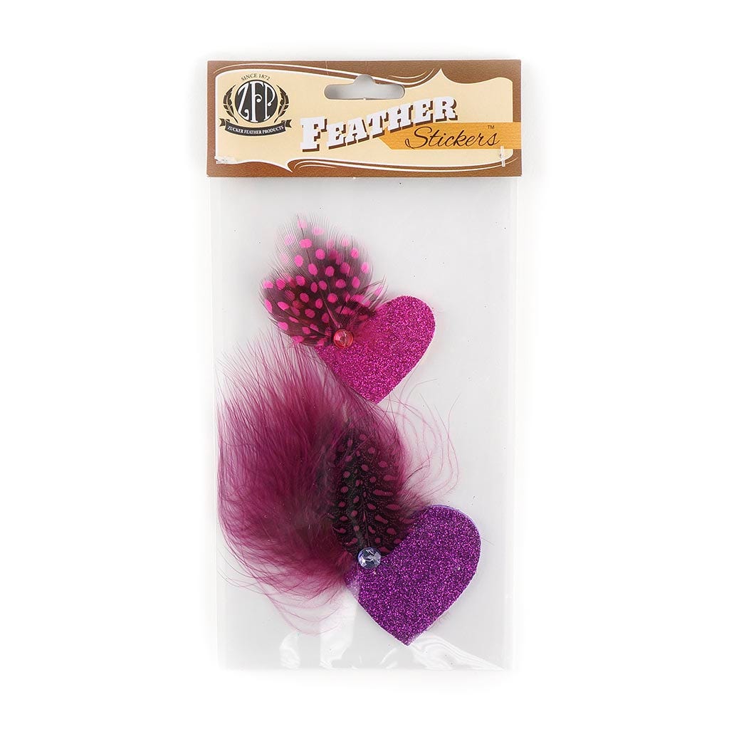 Glitter Heart Sticker w/Guinea Purple and Shocking Pink -