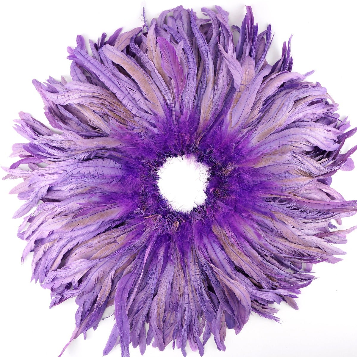 ROOSTER COQUE TAILS FEATHERS BLEACH DYED 7-10” - 1/2 Yard ( 18") - Flourescent Lilac