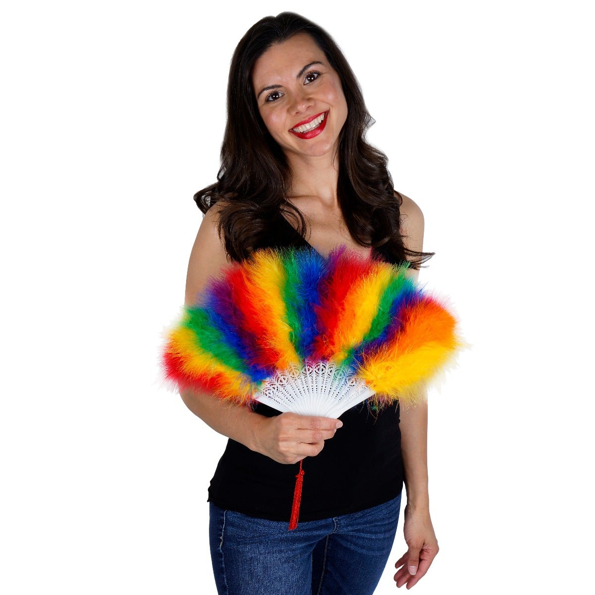 Marabou Feather Fan Sectional - Rainbow Mix