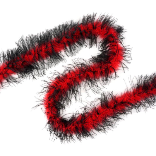 Thin Marabou Feather Boa with Ostrich - Red/Black