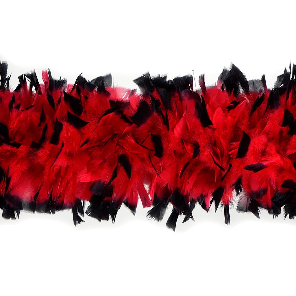 Turkey Feather Boa 10-14"  - Red/Black Tipped