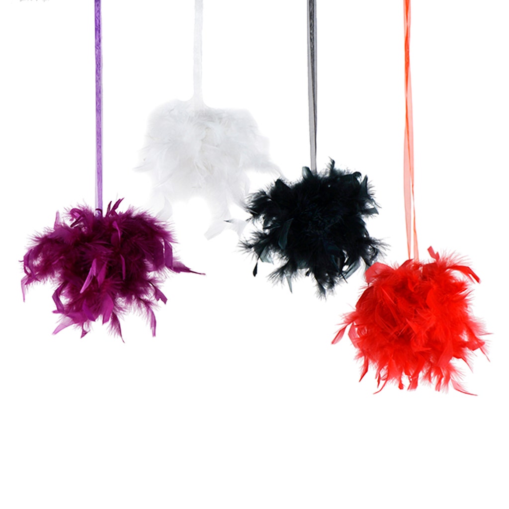 Chandelle Feather Pom Poms - Red - 6"