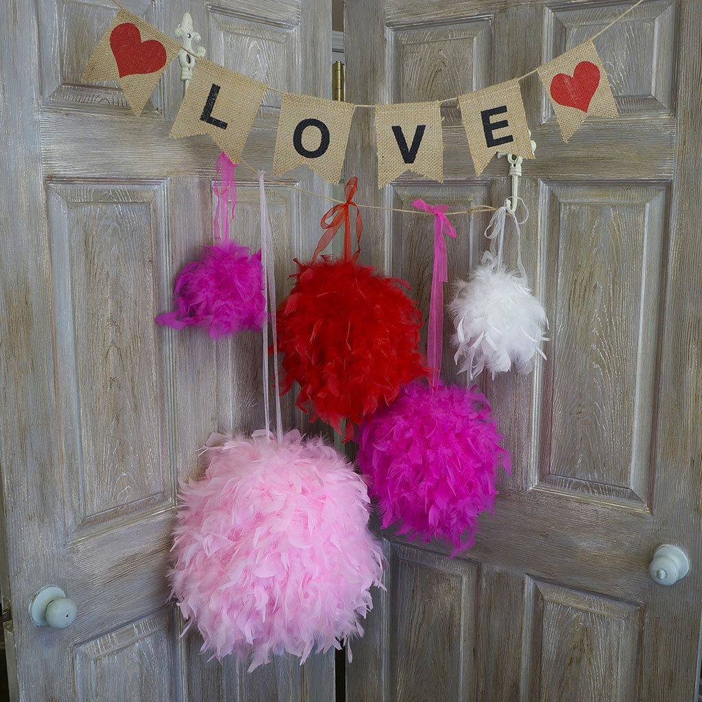 Chandelle Feather Pom Poms - Red - 12"