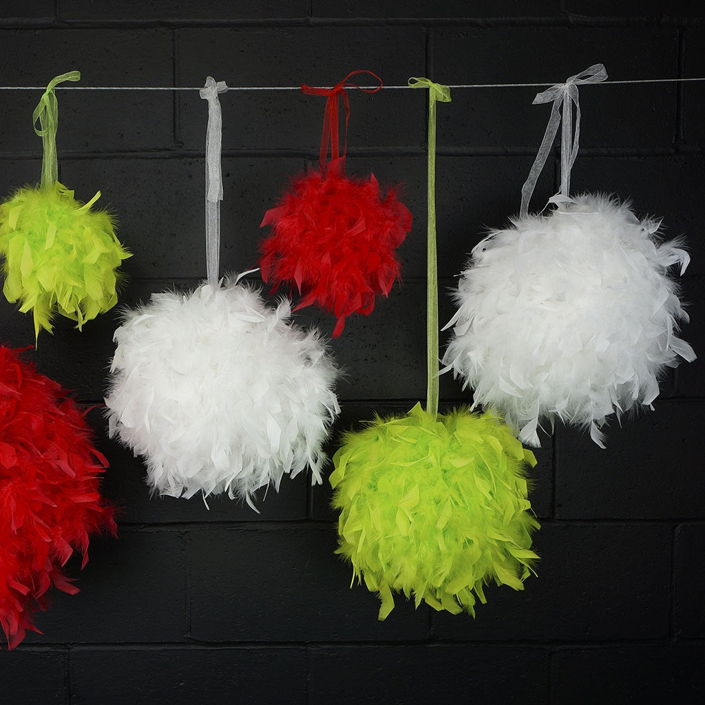 Chandelle Feather Pom Poms - Red - 6"