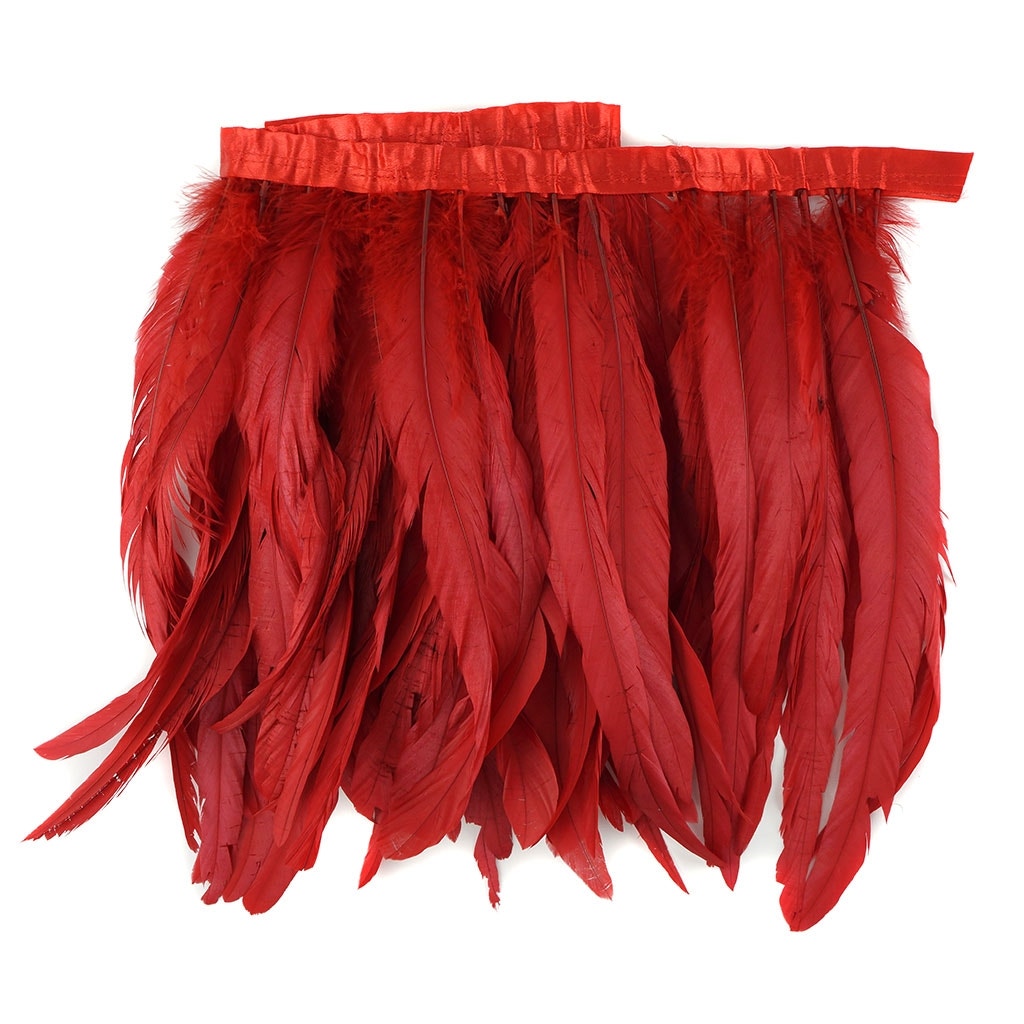 Bleach Dyed Coque Tail Fringe - 12-14" - Red