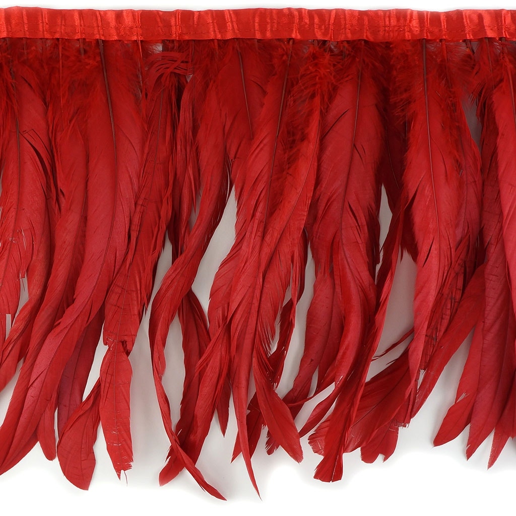 Bleach Dyed Coque Tail Fringe - 12-14" - Red